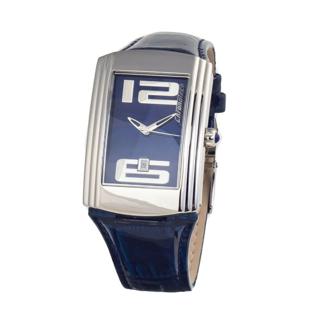 Chronotech 7017 Blue Leather Strap Watch Men Blue Watches